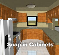 Snap cabinets into place